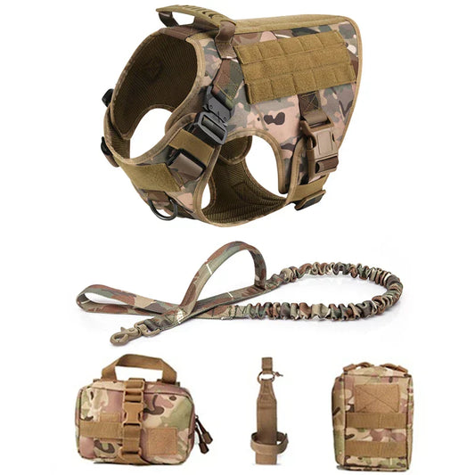 Tactical Military Dog Vest & Leash Set – Training Harness for All Breeds