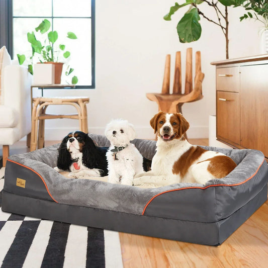 Super Soft Orthopedic Dog Bed – Sizes L to 3XL with Cotton-Padded Bolster