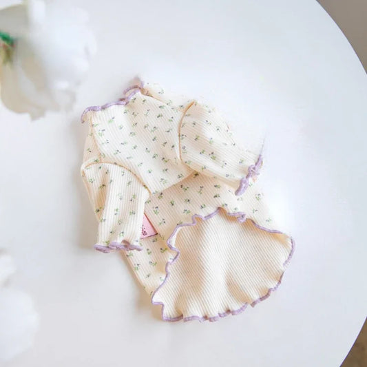 Floral Lace Dog Undershirt – Cute Autumn/Winter T-Shirt for Small Dogs