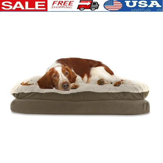 Orthopedic Pillow Topper Dog Bed – Large & Extra Large Plush Support