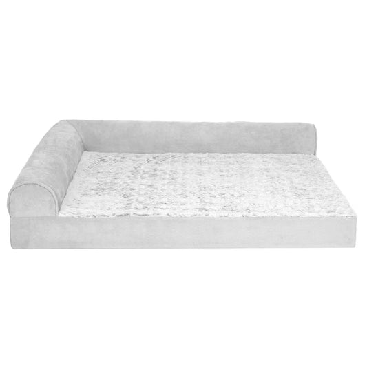 Orthopedic L-Chaise Dog Bed – Jumbo Comfort with Faux Fur & Suede